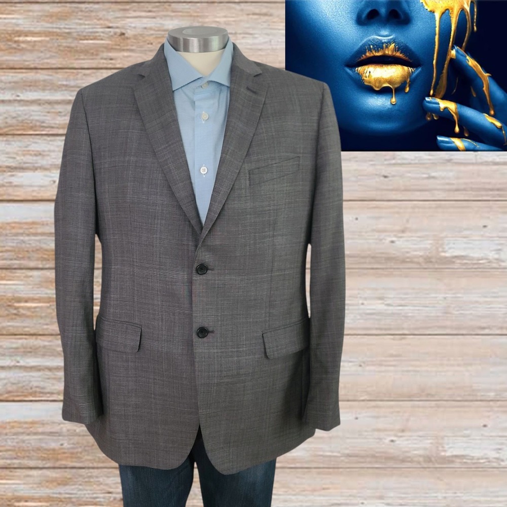 Banana Republic Solid Gray Checkered Pattern Spor… - image 1